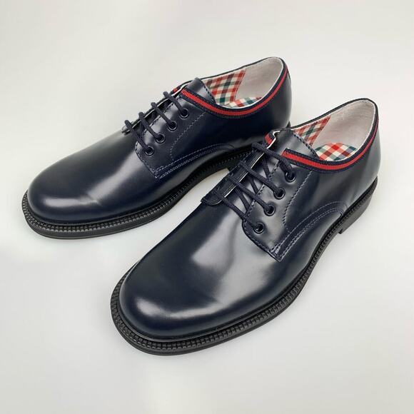 NIB Gucci kids leather shoes with web Midnight Blue Size 33 - Picture 6 of 12